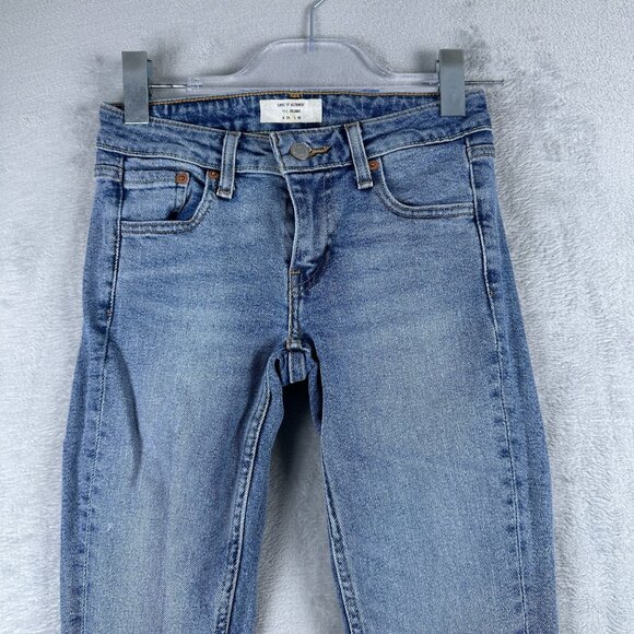 Levi's 711 Skinny Jeans Womens Size W24X30L Altered Low Rise Light Wash Blue - Picture 3 of 12